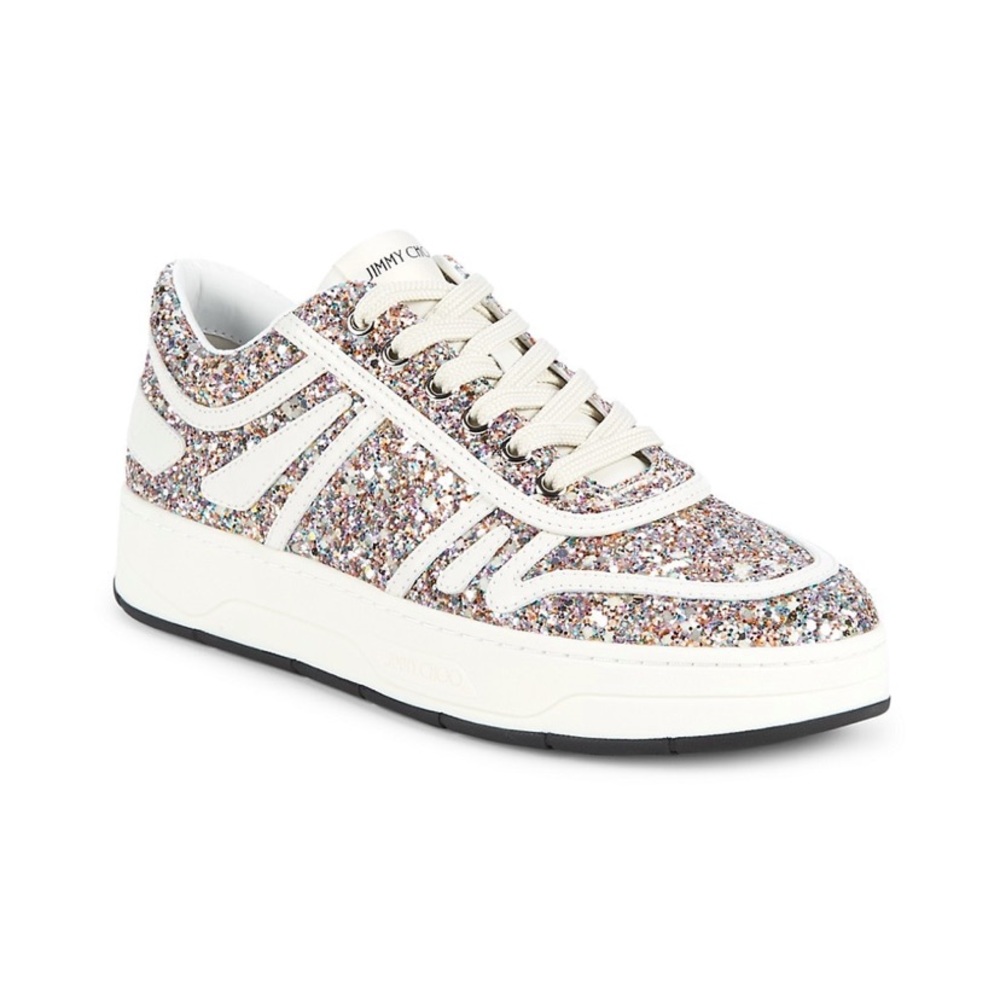 Jimmy Choo Hawaii F Glow In The Dark Glitter Sneakers